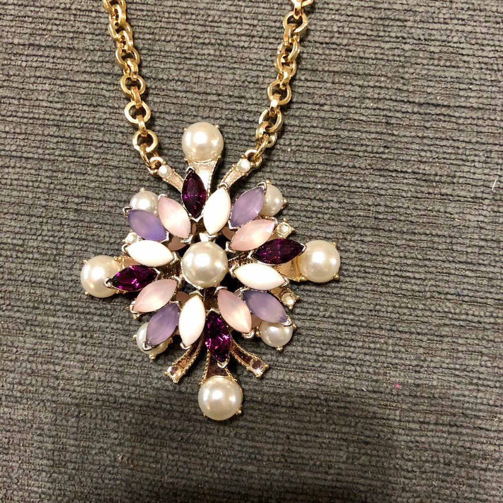 NEW The Limited Purple Pearl Gold Necklace Broach